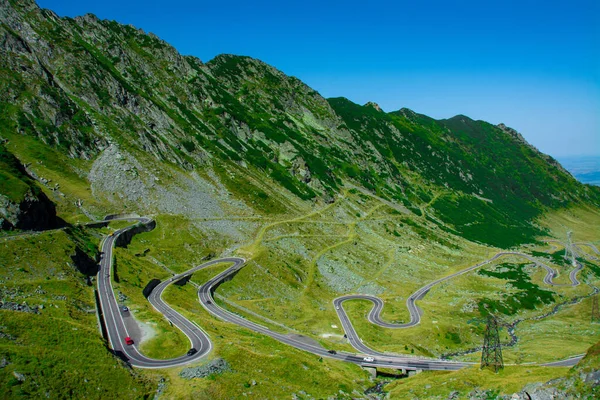 Uma Vista Aérea Estrada Transfagarasan Partir Das Montanhas Fagaras Roménia — Fotografia de Stock