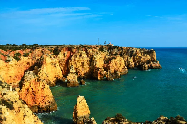 Ponta Piedade Acantilados Rocosos Lagos Portugal Ideal Para Fondos Pantalla — Foto de Stock