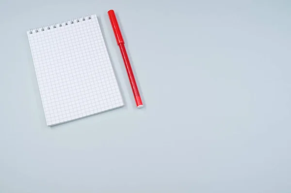 Wysokie Ujęcie Kąta Notebooka Czerwonego Markera — Zdjęcie stockowe
