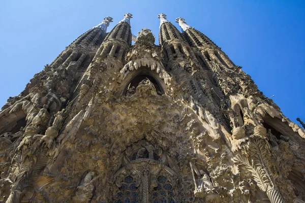 Barcelona Spain Aug 2018 Front View Sagrada Familia Nativity Facade — Stock Photo, Image