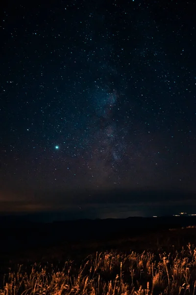 Tiro Vertical Bela Maneira Leitosa Céu Noturno — Fotografia de Stock