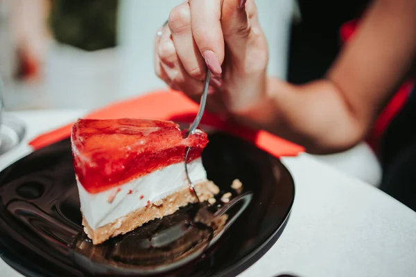 Sebuah Closeup Dari Kue Mencari Lezat Dengan Jelly — Stok Foto