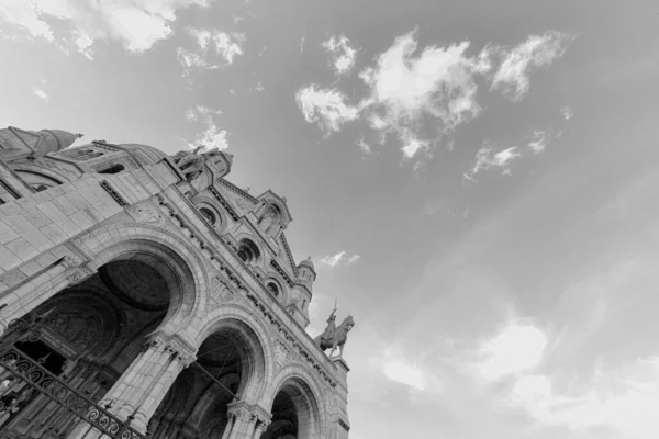 Grayscale Shot Front Sacre Coeur Basilica Paris — Stock Photo, Image