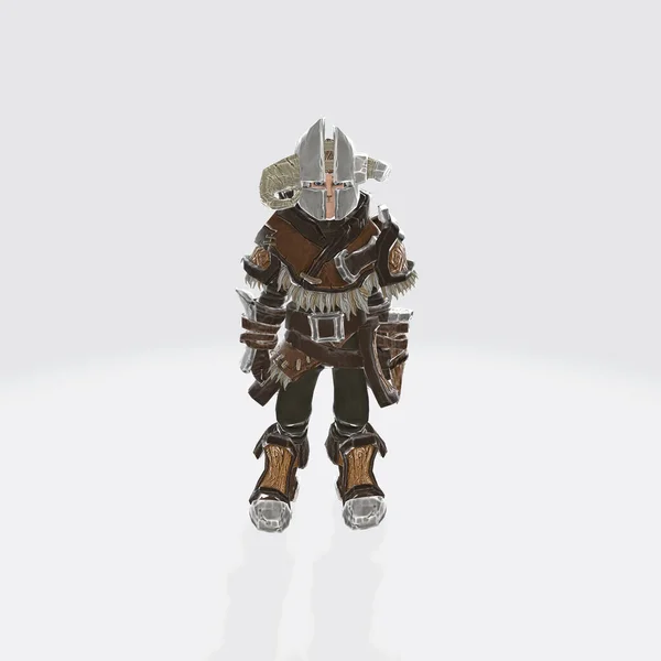 Rendering Armored Character Warrior Standing Stance — Stock Photo, Image