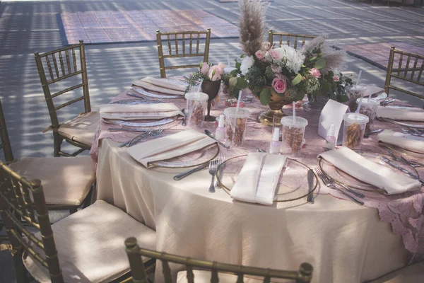 Couple Served Tables Wedding — Stock Photo, Image