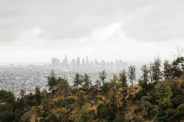 Sisli Gökyüzünde Los Angeles Güzel Bir Görüntüsü — Stok fotoğraf