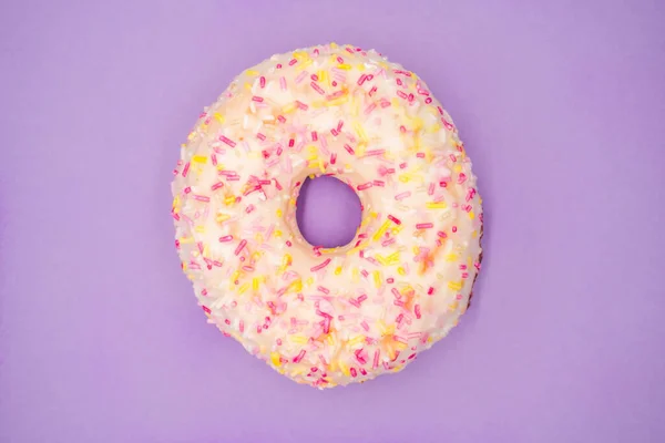 Ein Blick Von Oben Auf Eine Köstliche Glasierte Donut Mit — Stockfoto