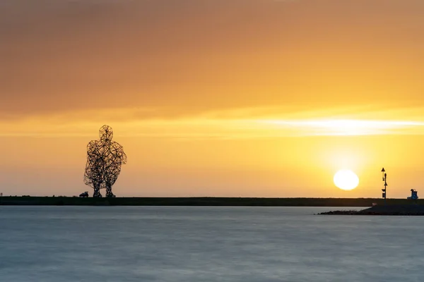 Vacker Bild Sjö Solnedgången — Stockfoto