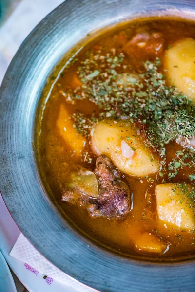 Bosanski Lonac Guisado Carne Tradicional Bósnia Também Sabe Como Panela — Fotografia de Stock