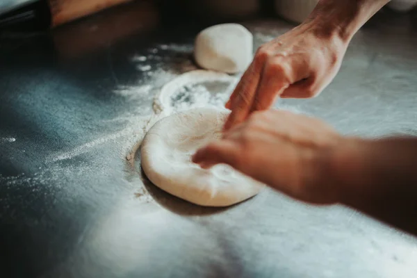Closeup Dough Making Process — Stock Photo, Image