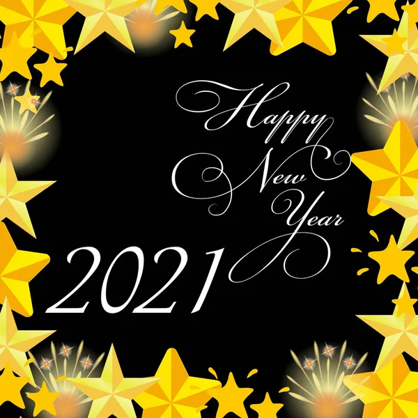 Una Ilustración Con Una Escritura Feliz Año Nuevo 2021 —  Fotos de Stock