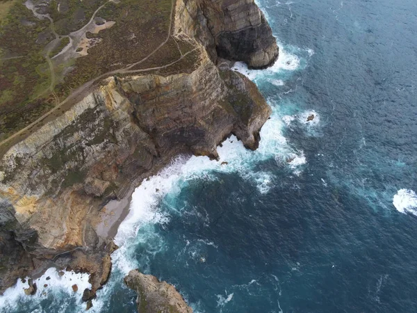 Aerial View Cape Penas Cliffs Landscape Asturias Valdes Spain — Stock Photo, Image