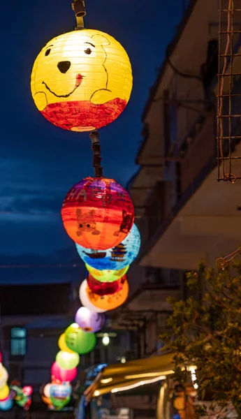 Colpo Verticale Lanterne Colorate Festival Tainan City Taiwan — Foto Stock