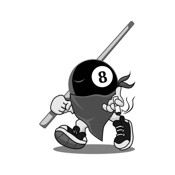 Une Boule Billard Drôle Dessin Animé Fumant Comme Bandit — Photo