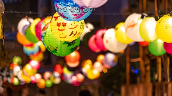 Närbild Färgglada Lyktor Festival Tainan City Taiwan — Stockfoto