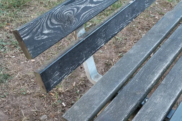 View Empty Wooden Bench Park — Stock Photo, Image