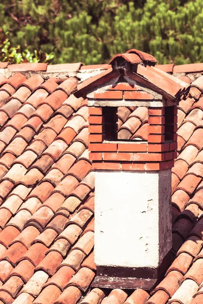 벽돌로 지붕과 굴뚝의 — 스톡 사진