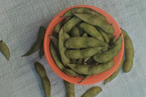 Een Hoge Hoek Shot Van Een Kom Van Verse Groene — Stockfoto