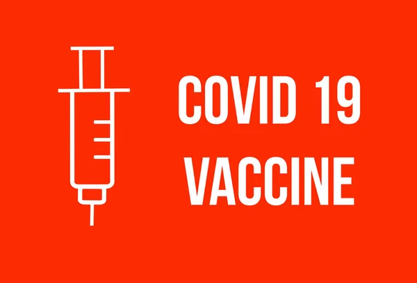 Spruta Ikon Med Texten Covid Vaccin Röd Bakgrund — Stockfoto