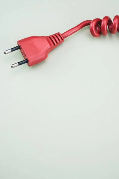 Primer Plano Cable Red Rojo Con Enchufe Eléctrico Sobre Fondo — Foto de Stock