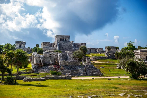 Ősi Maja Város Tulum Történelmi Romjai Mexikó — Stock Fotó