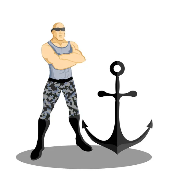 Illustration Navy Officer Next Anchor — Stock Photo, Image