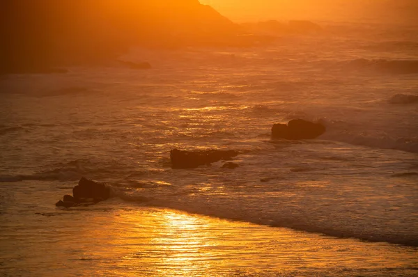 Uma Bela Paisagem Marinha Zumaia Espanha Pôr Sol — Fotografia de Stock