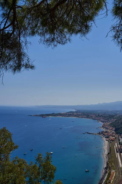 Tiro Vertical Villa Comunale Taormina Taormina Itália — Fotografia de Stock