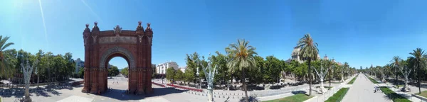 巴塞罗那的胜利拱门 西班牙加泰罗尼亚航空无人机照片 — 图库照片