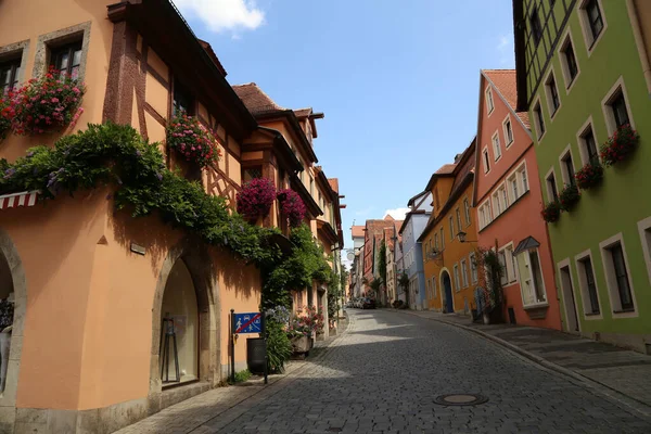 Piękny Widok Puste Ulice Starego Miasta Rothenburg Der Tauber Niemcy — Zdjęcie stockowe