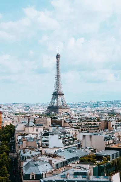 Una Foto Aerea Verticale Della Torre Eiffel Parigi Francia — Foto Stock