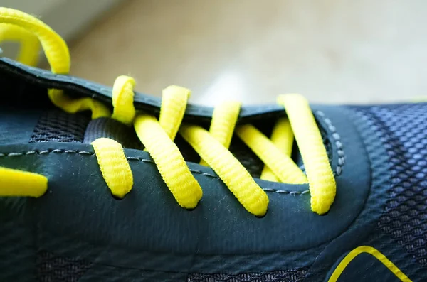 Selective Focus Shot Neon Shoelace — Stock Photo, Image