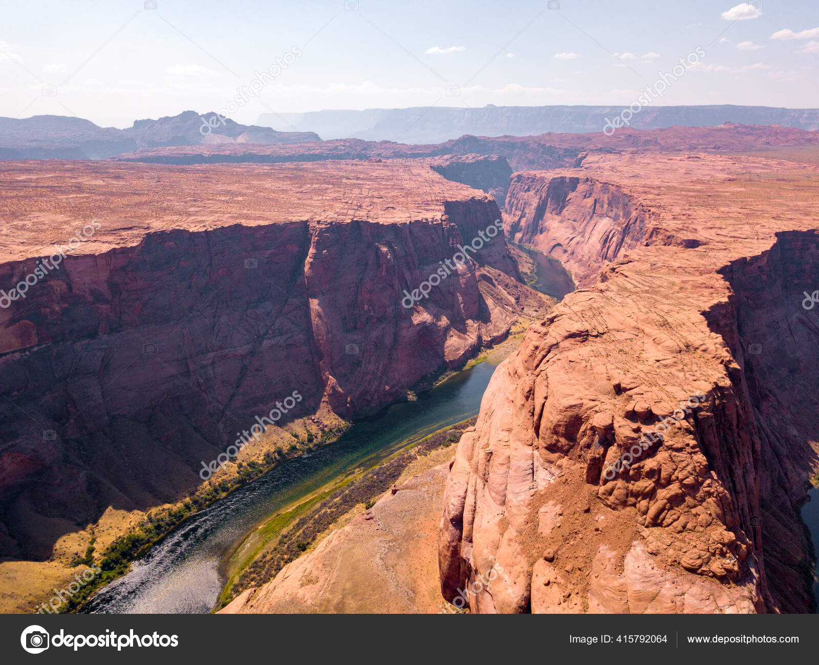 Aerial View Horseshoe Bend River Colorado Town Arizona Usa Stock Photo