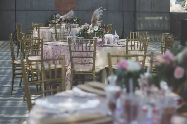 Couple Served Tables Wedding — Stock Photo, Image