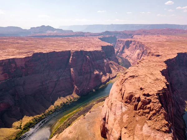 Αεροφωτογραφία Του Horseshoe Bend Στον Ποταμό Κολοράντο Κοντά Στην Πόλη — Φωτογραφία Αρχείου