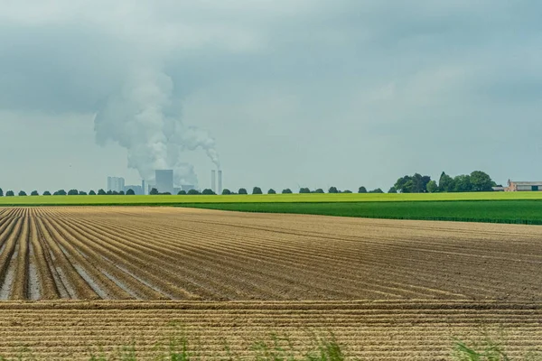 Rural Field Factories Background — Stock Photo, Image