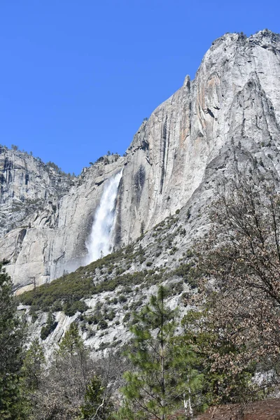 Colpo Verticale Delle Cascate Dello Yosemite Nel Parco Nazionale Dello — Foto Stock