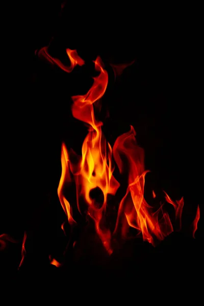 Stunning Shot Vibrantly Burning Fire Black Background — Stock Photo, Image