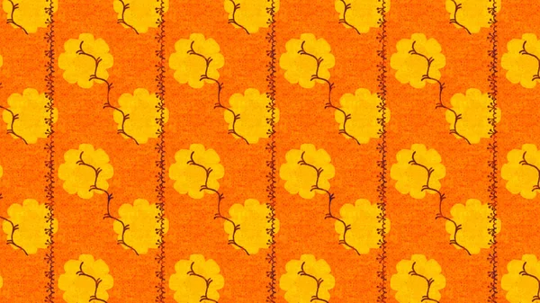 Flower Pattern Wallpaper Fabric Orange Yellow Colors Perfect Background Wallpaper — Stock Photo, Image