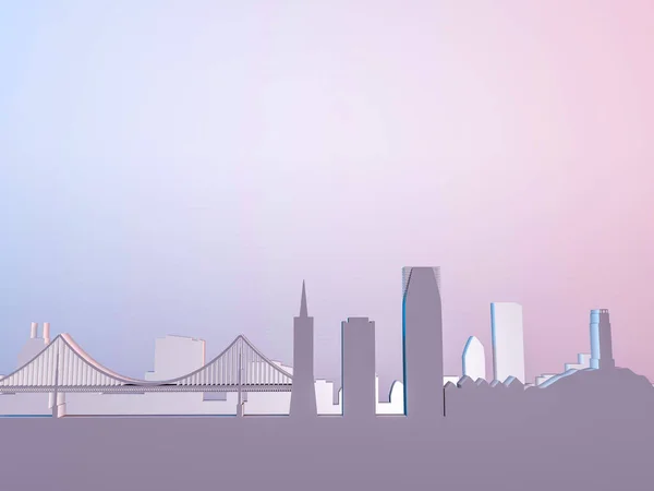 Μια Τρισδιάστατη Απεικόνιση Της Πόλης Ορίζοντα Του Σαν Φρανσίσκο — Φωτογραφία Αρχείου