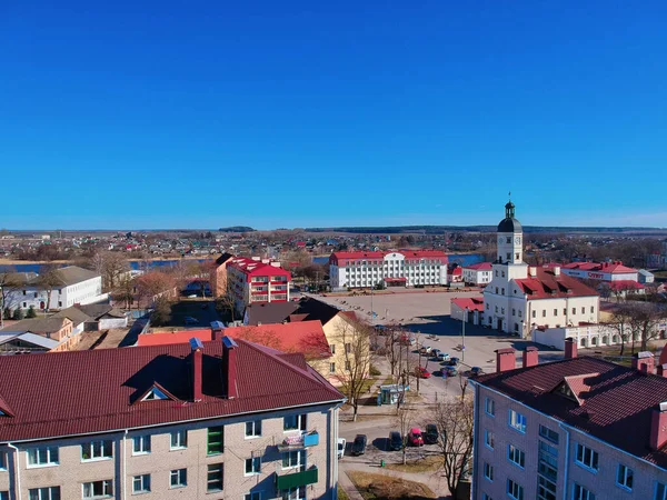 Una Vista Aérea Del Paisaje Urbano Nesvizh Belarús —  Fotos de Stock