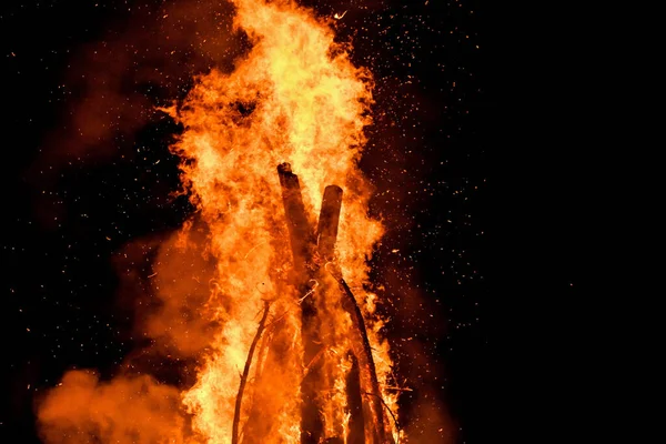 Shot Burning Wood Night — Stock Photo, Image