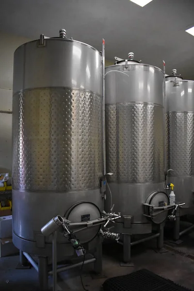 Steel Water Tanks Wine Winemaking Factory Royalty Free Stock Images