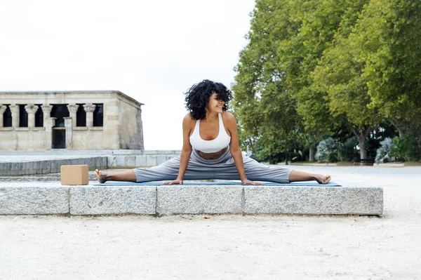 Una Foto Una Mujer Haciendo Yoga Parque —  Fotos de Stock