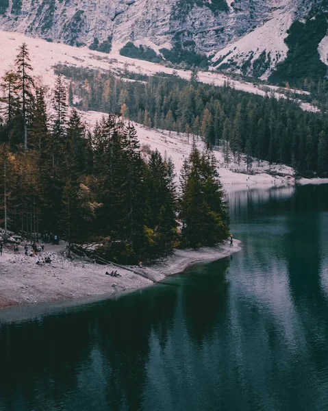 Göl Kenarında Güzel Bir Kış Manzarası — Stok fotoğraf