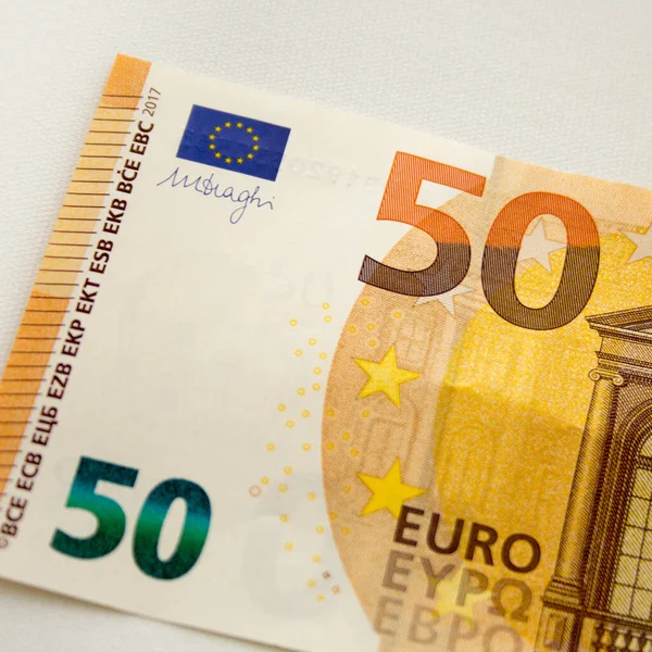 Close Notas Euros Colocadas Numa Superfície Perfeito Para Fundo — Fotografia de Stock