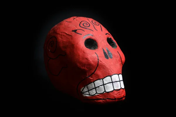 Closeup Shot Colorful Paper Skull Black Background — Stock Photo, Image