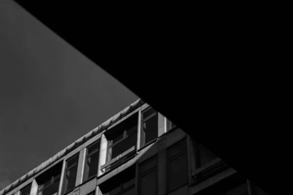 Grayscale Shot Building Facade — Stock Photo, Image
