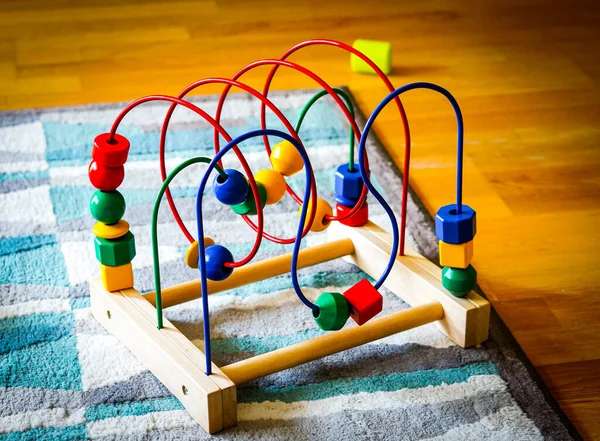 Tiro Close Brinquedo Montanha Russa Colorido Talão Tapete — Fotografia de Stock