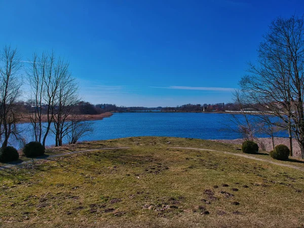 Une Vue Majestueuse Des Étangs Dans Parc Château Nesvizh Région — Photo